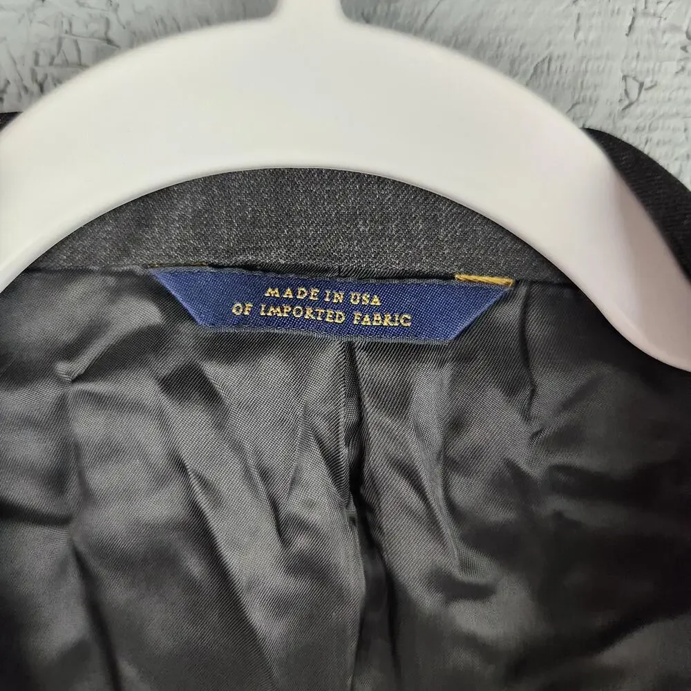 Brooks Brothers 1818 Madison Blazer Mens 46L Gray Sport Coat Wool USA Cupro